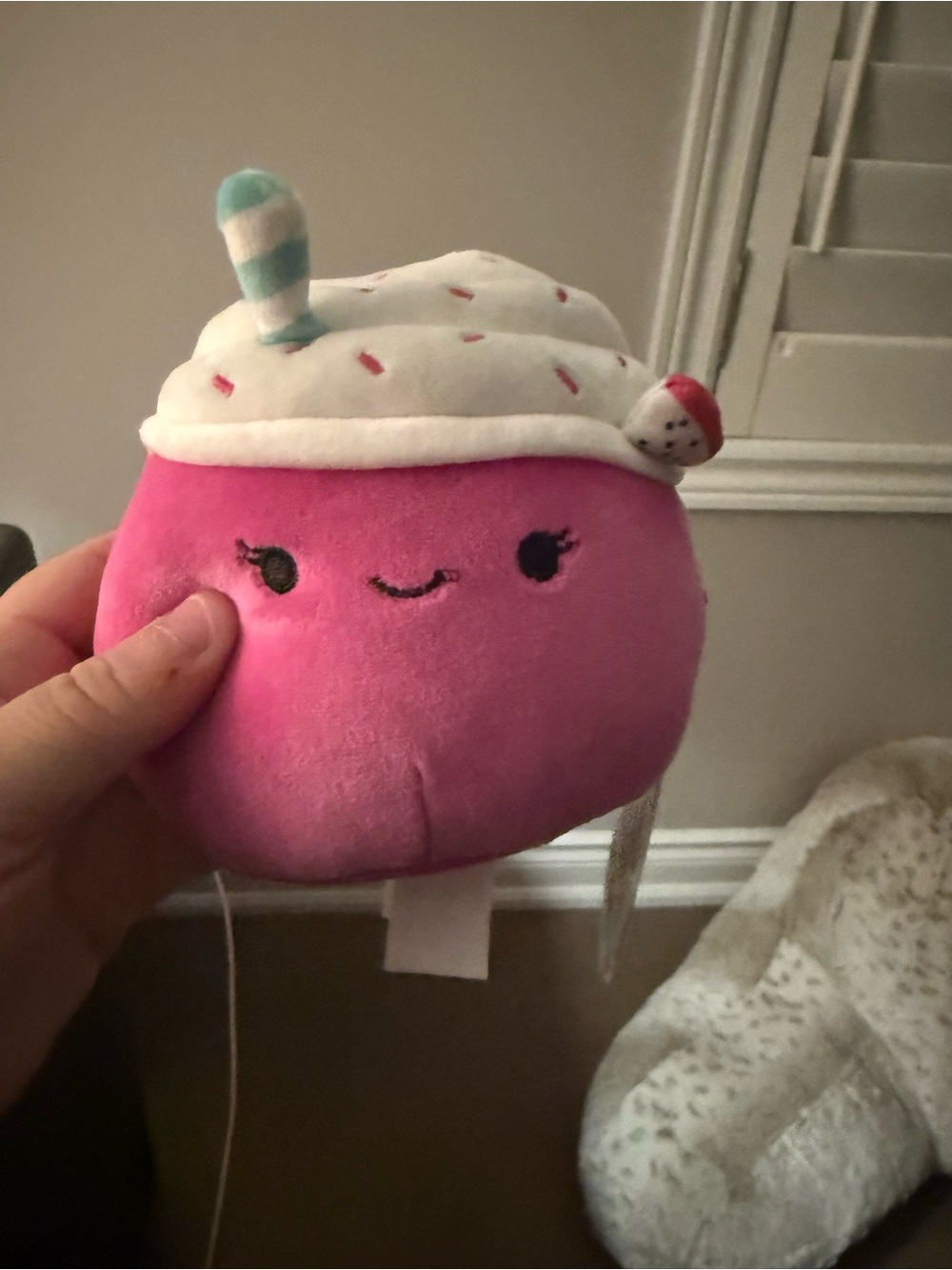 Squishmallows Pink Dessert Plush Pillow with White Frosting